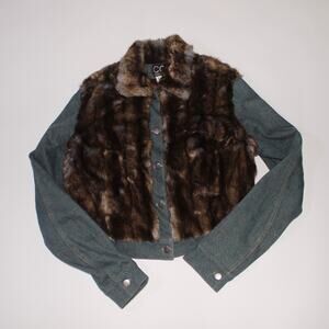 Vintage CCh Comme Ca des hailes Denim Button Up With A Fur Vest